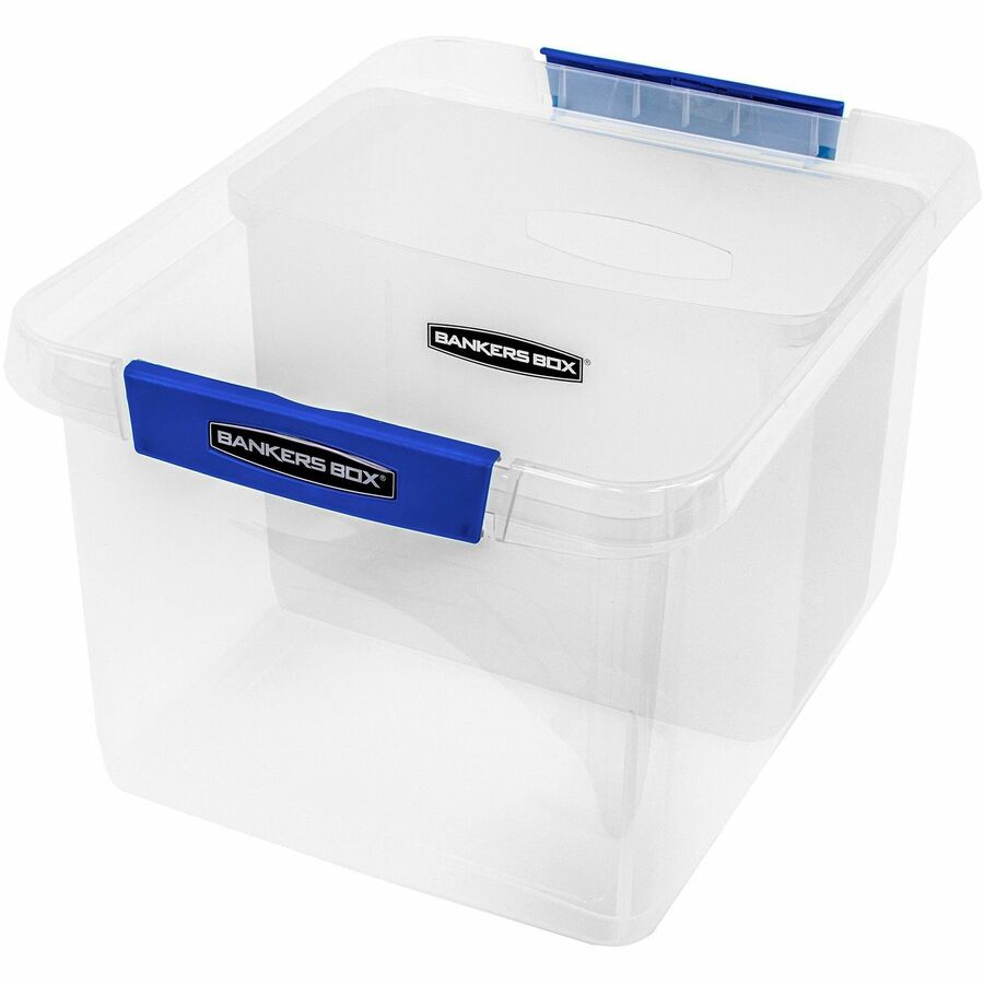 Bankers Box Portable Open Desktop File Box with Side Handles, 1 Each - Desktop - Hanging Rail, Handle, Durable - Clear - Polypropylene - 1 Each