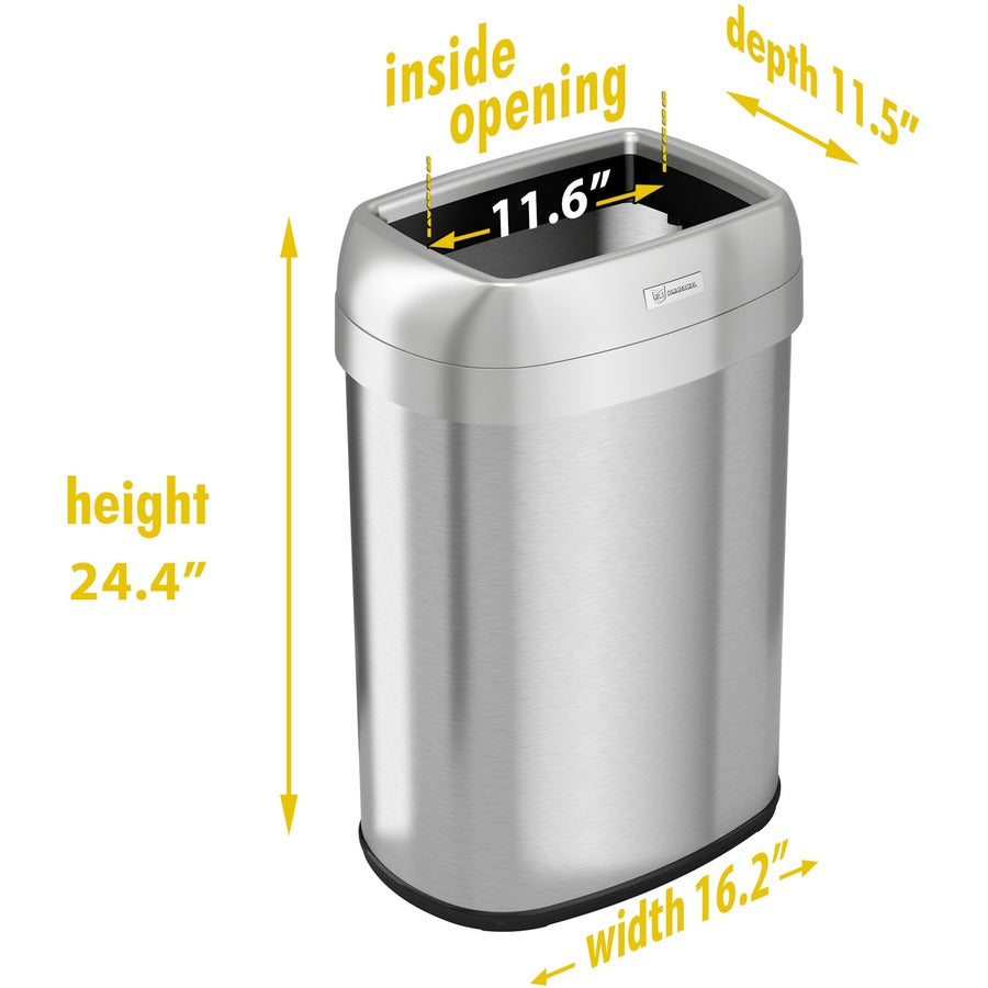 hls-commercial-stainless-steel-open-top-trash-can-13-gal-capacity-elliptical-manual-heavy-duty-fingerprint-resistant-bacteria-resistant-vented-handle-easy-to-clean-243-height-x-115-width-stainless-steel-abs-plastic-gray-1-ea_hlchls13stv - 4