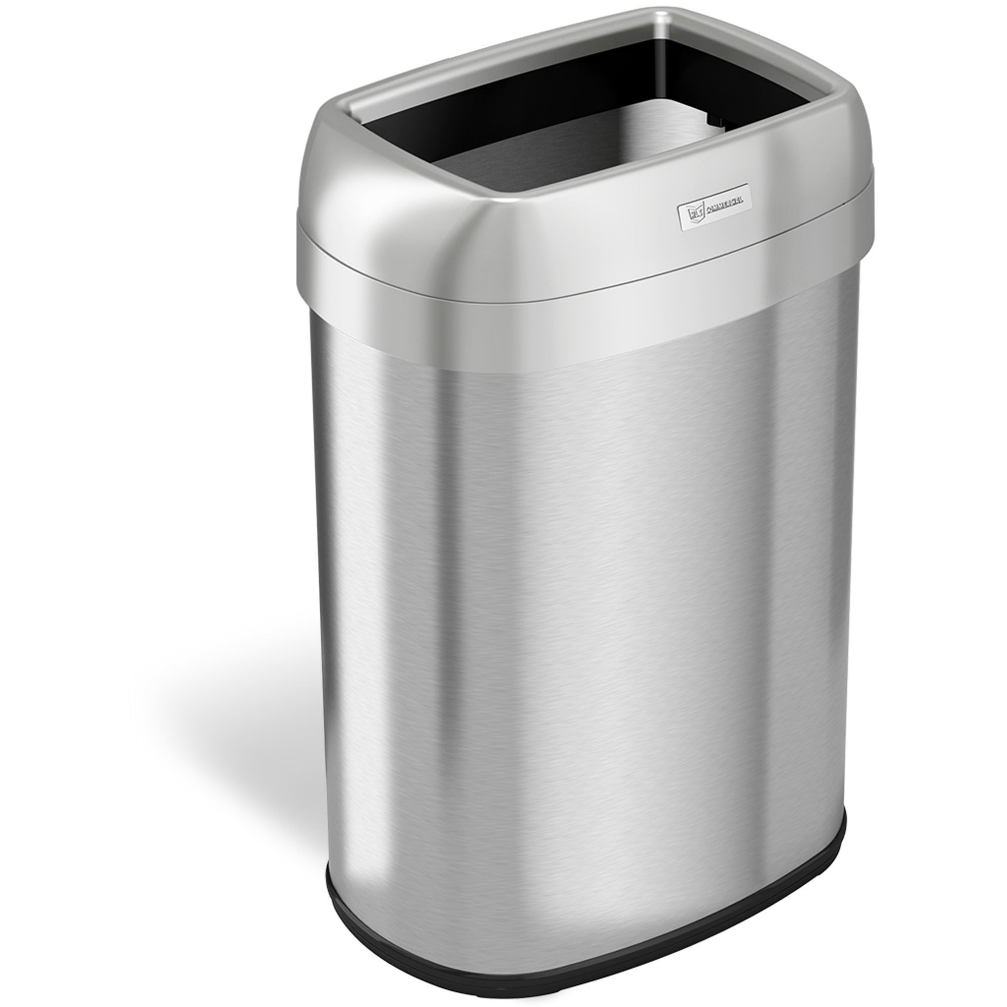 hls-commercial-stainless-steel-open-top-trash-can-13-gal-capacity-elliptical-manual-heavy-duty-fingerprint-resistant-bacteria-resistant-vented-handle-easy-to-clean-243-height-x-115-width-stainless-steel-abs-plastic-gray-1-ea_hlchls13stv - 1