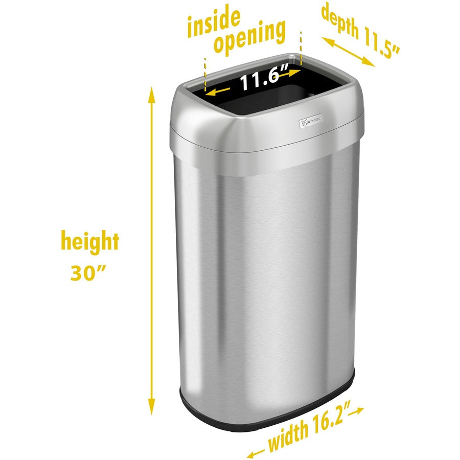 hls-commercial-stainless-steel-open-top-trash-can-16-gal-capacity-elliptical-manual-heavy-duty-fingerprint-resistant-bacteria-resistant-vented-handle-easy-to-clean-285-height-x-115-width-stainless-steel-abs-plastic-gray-1-ea_hlchls16stv - 4