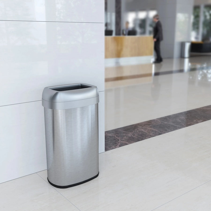 hls-commercial-stainless-steel-open-top-trash-can-16-gal-capacity-elliptical-manual-heavy-duty-fingerprint-resistant-bacteria-resistant-vented-handle-easy-to-clean-285-height-x-115-width-stainless-steel-abs-plastic-gray-1-ea_hlchls16stv - 8