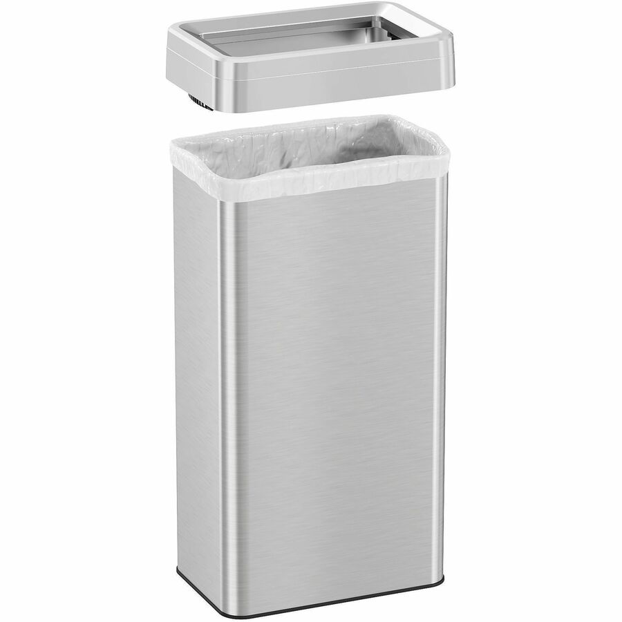 HLS Commercial Stainless Steel Bin Receptacle - Deodorizer - 21 gal Capacity - Rectangular - Fingerprint Proof - 33" Height x 10.3" Width x 16" Depth - Stainless Steel - Silver - 1 Each