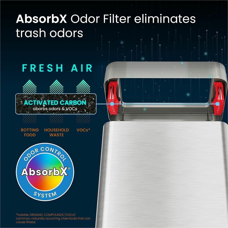 HLS Commercial Stainless Steel Bin Receptacle - Deodorizer - 21 gal Capacity - Rectangular - Fingerprint Proof - 33" Height x 10.3" Width x 16" Depth - Stainless Steel - Silver - 1 Each