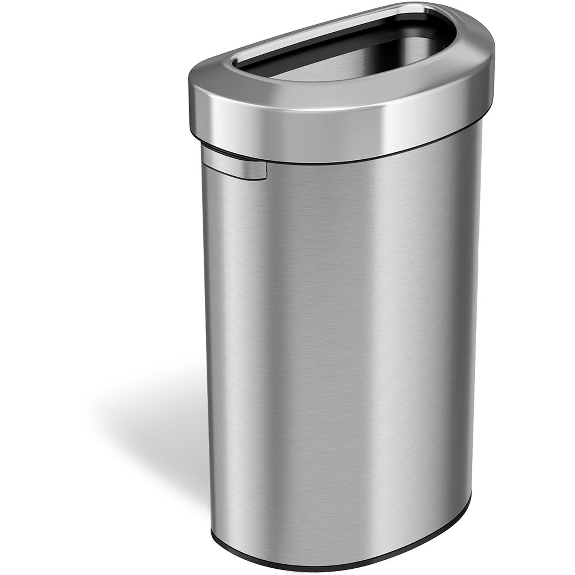 hls-commercial-semi-round-open-top-trash-can-23-gal-capacity-half-round-fingerprint-proof-smudge-resistant-durable-handle-33-height-x-124-width-x-198-depth-stainless-steel-silver-1-each_hlchls23dot - 1