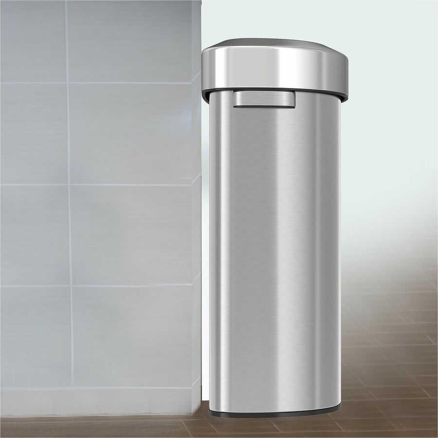 HLS Commercial Semi-Round Open Top Trash Can - 23 gal Capacity - Half-round - Fingerprint Proof, Smudge Resistant, Durable, Handle - 33" Height x 12.4" Width x 19.8" Depth - Stainless Steel - Silver - 1 Each