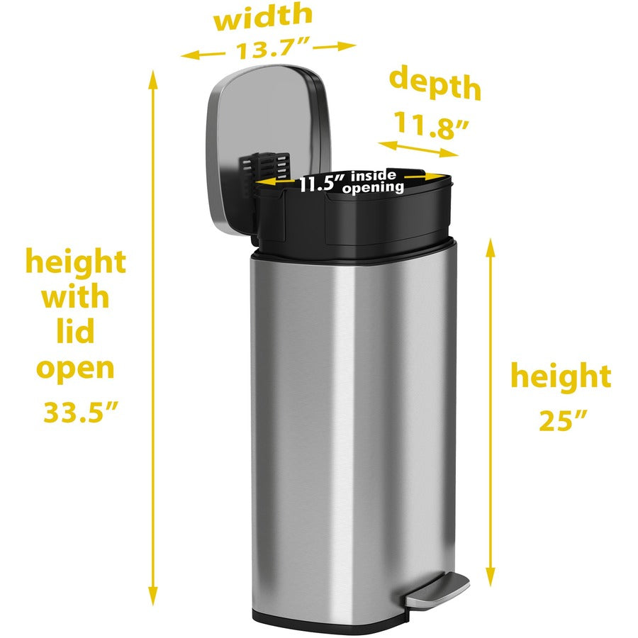 hls-commercial-stainless-steel-soft-step-trash-can-8-gal-capacity-fire-resistant-smooth-pedal-control-fingerprint-resistant-smudge-resistant-lid-locked-rubber-feet-handle-non-skid-removable-inner-bin-248-height-x-135-width-stain_hlchlss08r - 4