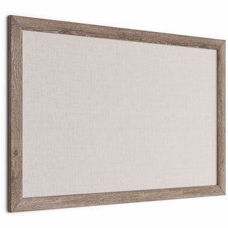 U Brands Linen Bulletin Board, 35" X 23" , Rustic Wood Frame - 35" Height x 23" Width - Tan Linen Surface - Self-healing, Durable, Mounting System, Tackable, Sturdy, Damage Resistant - 1