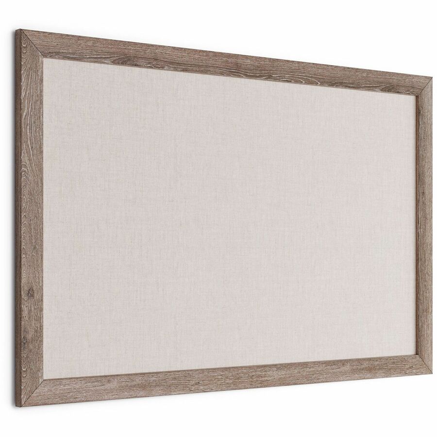 U Brands Linen Bulletin Board, 35" X 23" , Rustic Wood Frame - 35" Height x 23" Width - Tan Linen Surface - Self-healing, Durable, Mounting System, Tackable, Sturdy, Damage Resistant - 1