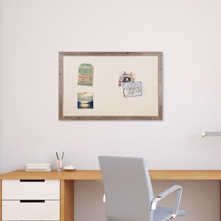 U Brands Linen Bulletin Board, 35" X 23" , Rustic Wood Frame - 35" Height x 23" Width - Tan Linen Surface - Self-healing, Durable, Mounting System, Tackable, Sturdy, Damage Resistant - 1