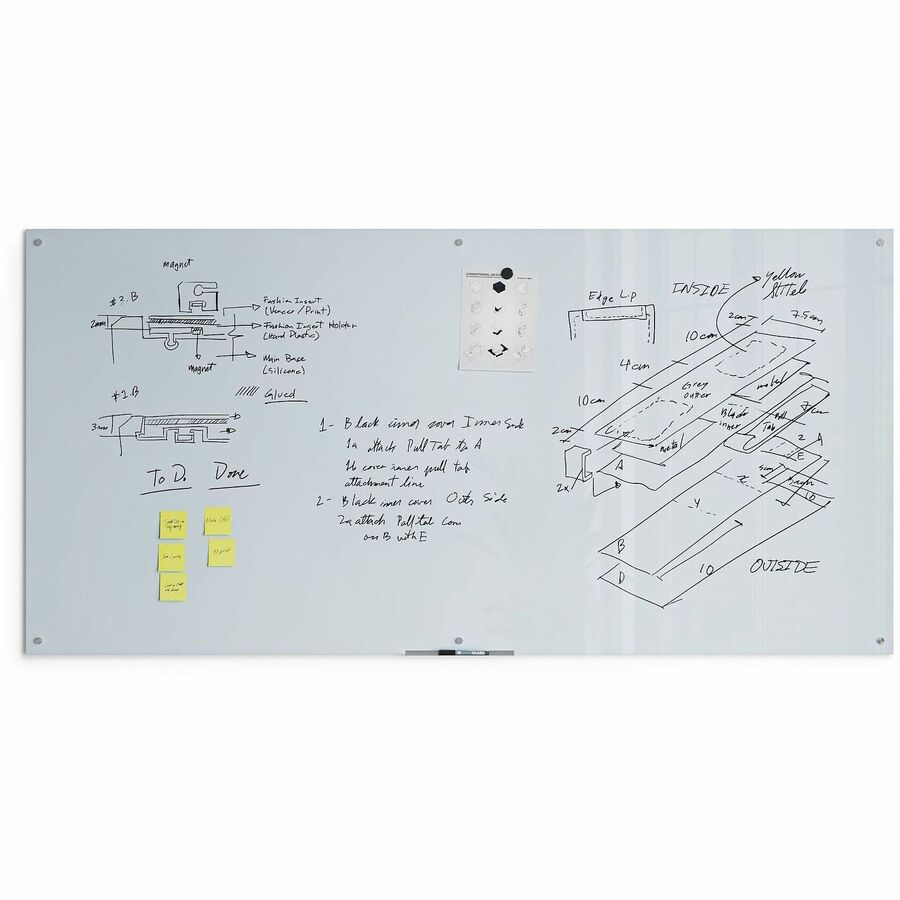 Glass Dry Erase Board, 96 x 47, White Surface