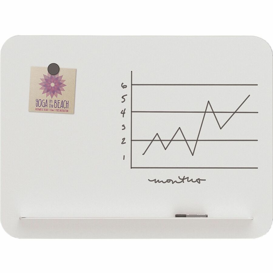 U Brands Magnetic White Glass Dry-Erase Board, 35" X 23" - 35" (3 ft) Width x 23" (2 ft) Height - White Glass Surface - Rectangle - Horizontal/Vertical - 1