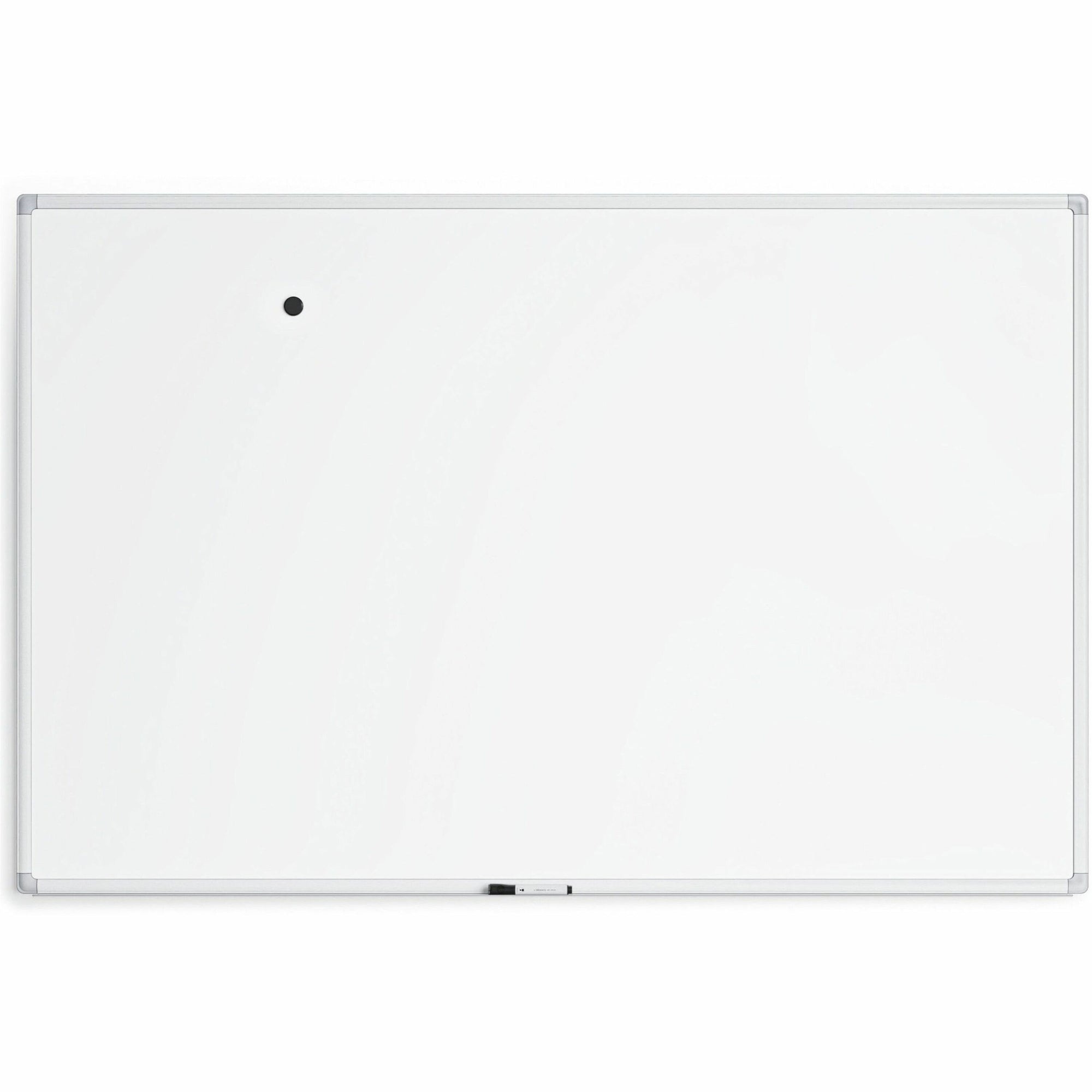 U Brands White Aluminum Framed Magnetic Porcelain Steel Board, 72" X 47" - 72" (6 ft) Width x 47" (4 ft) Height - White Porcelain Steel Surface - White Aluminum Frame - Rectangle - Horizontal/Vertical - 1