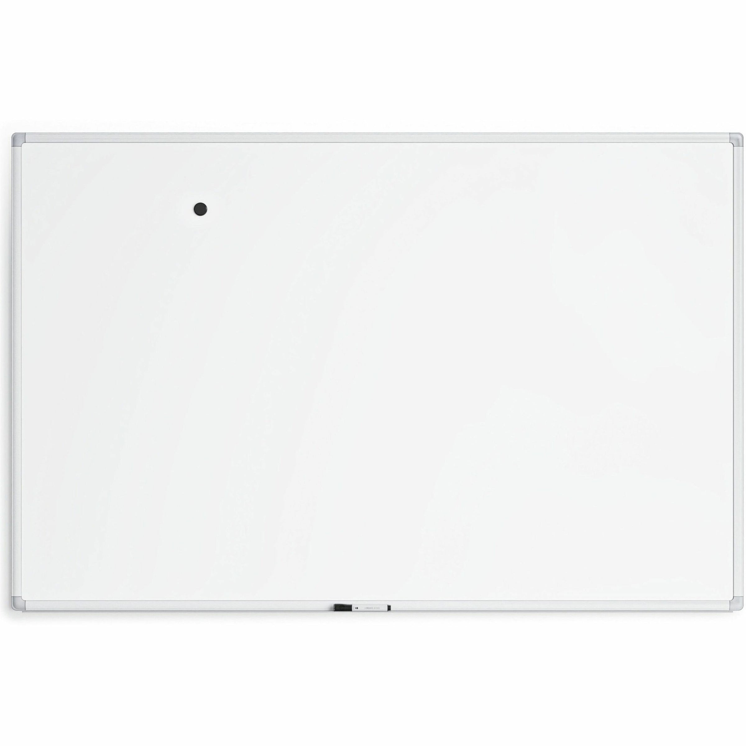 U Brands White Aluminum Framed Magnetic Porcelain Steel Board, 72" X 47" - 72" (6 ft) Width x 47" (4 ft) Height - White Porcelain Steel Surface - White Aluminum Frame - Rectangle - Horizontal/Vertical - 1