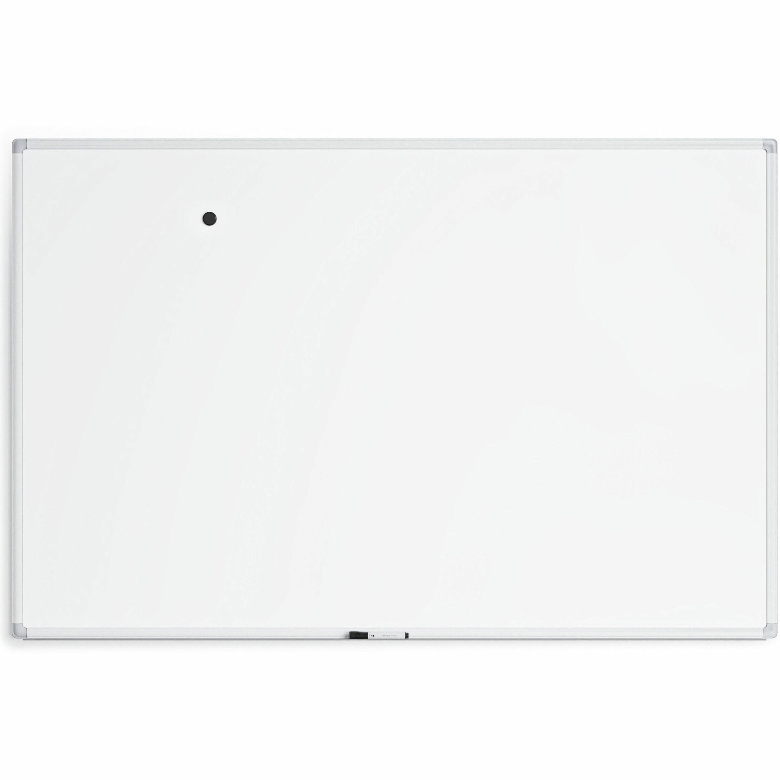 U Brands White Aluminum Framed Magnetic Porcelain Steel Board, 72" X 47" - 72" (6 ft) Width x 47" (4 ft) Height - White Porcelain Steel Surface - White Aluminum Frame - Rectangle - Horizontal/Vertical - 1