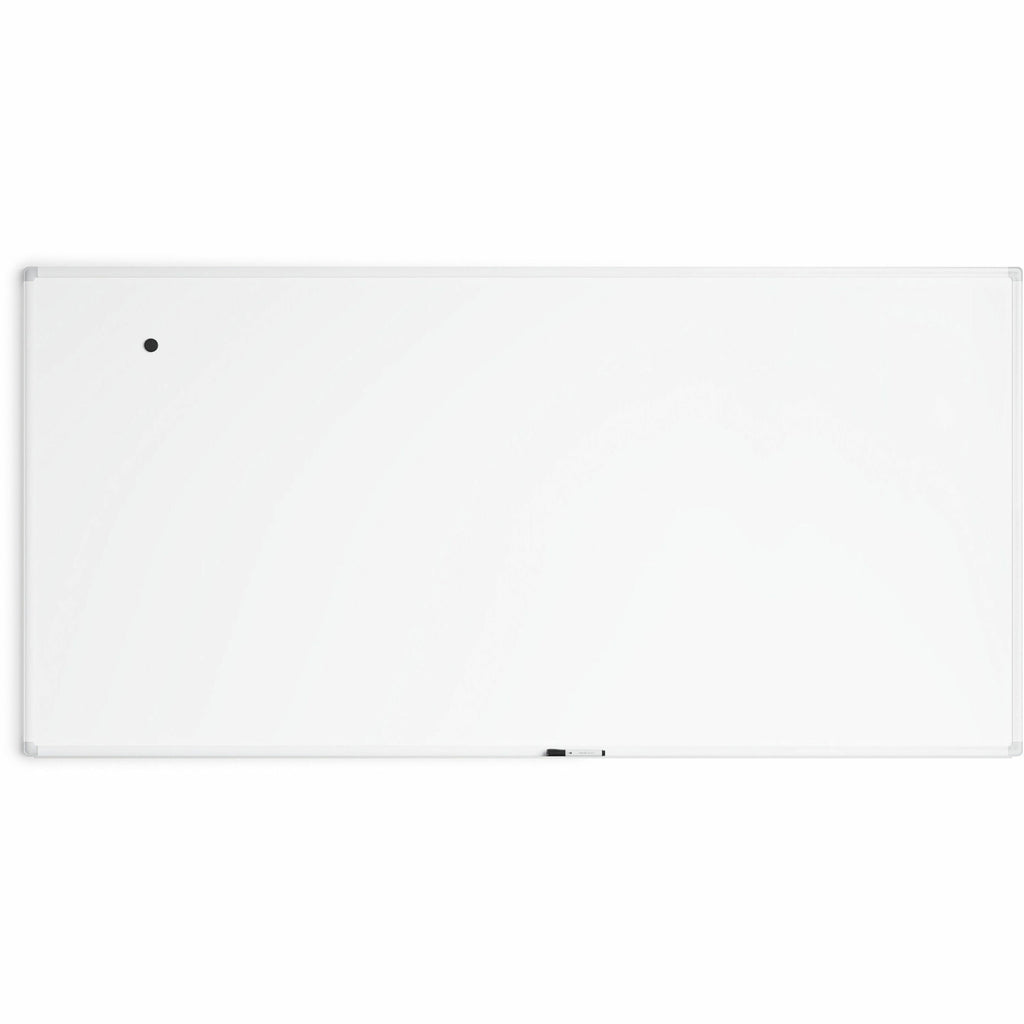 U Brands White Aluminum Framed Magnetic Porcelain Steel Board, 96" X 47" - 96" (8 ft) Width x 47" (4 ft) Height - White Porcelain Steel Surface - White Aluminum Frame - Rectangle - Horizontal/Vertical - 1