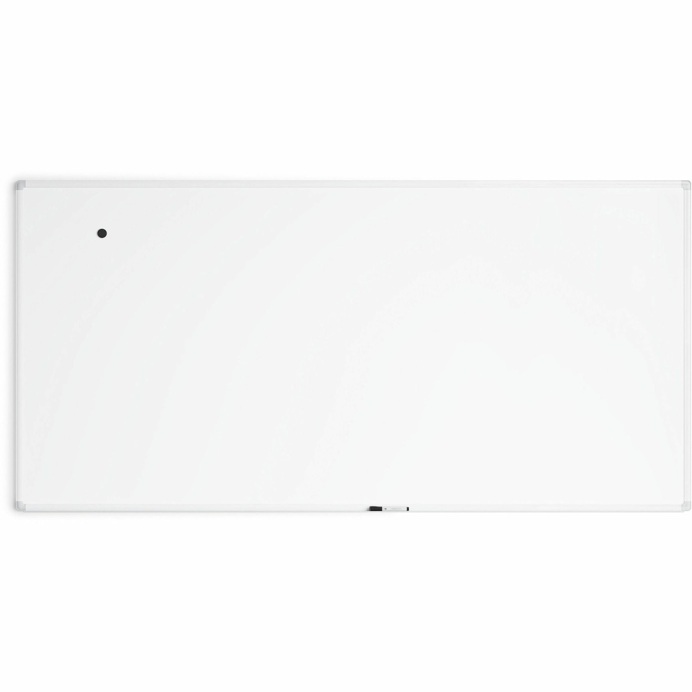 U Brands White Aluminum Framed Magnetic Porcelain Steel Board, 96" X 47" - 96" (8 ft) Width x 47" (4 ft) Height - White Porcelain Steel Surface - White Aluminum Frame - Rectangle - Horizontal/Vertical - 1