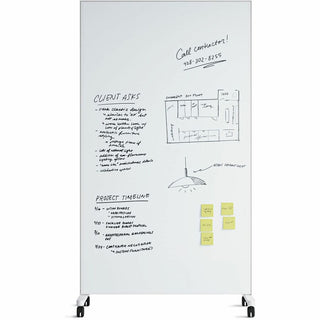 U Brands Double Sided Magnetic Glass Dry-Erase Mobile Floor Easel, 72" X 42" - Tempered Glass - Rectangle - Vertical - Floor Standing - Assembly Required - 1 Each
