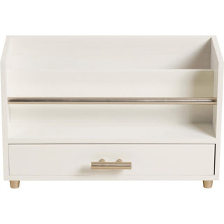 Juliet Desk Organizer, 3 Compartments, 1 Drawer, 9.5" x 4.2" x 4.9", White/Gold, Wood/Metal