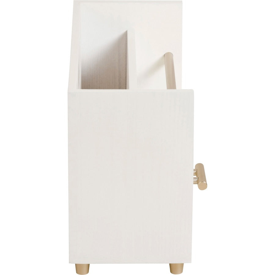 Juliet Desk Organizer, 3 Compartments, 1 Drawer, 9.5" x 4.2" x 4.9", White/Gold, Wood/Metal