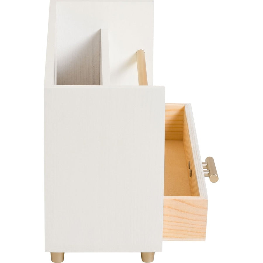Juliet Desk Organizer, 3 Compartments, 1 Drawer, 9.5" x 4.2" x 4.9", White/Gold, Wood/Metal