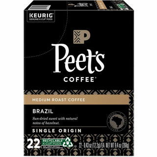 Peet's Coffee K-Cup Brazil Coffee - Compatible with Keurig Brewer - Medium - 22 / Box