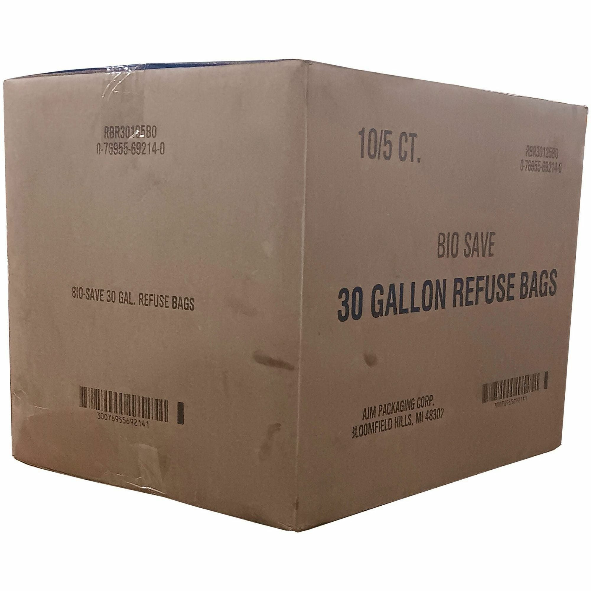 AJM Bio-Save 30-gallon Lawn & Leaf Bags - 30 gal Capacity - 16" Width x 12" Length - Brown - Kraft - 50/Carton - Waste Disposal - Recycled - 2