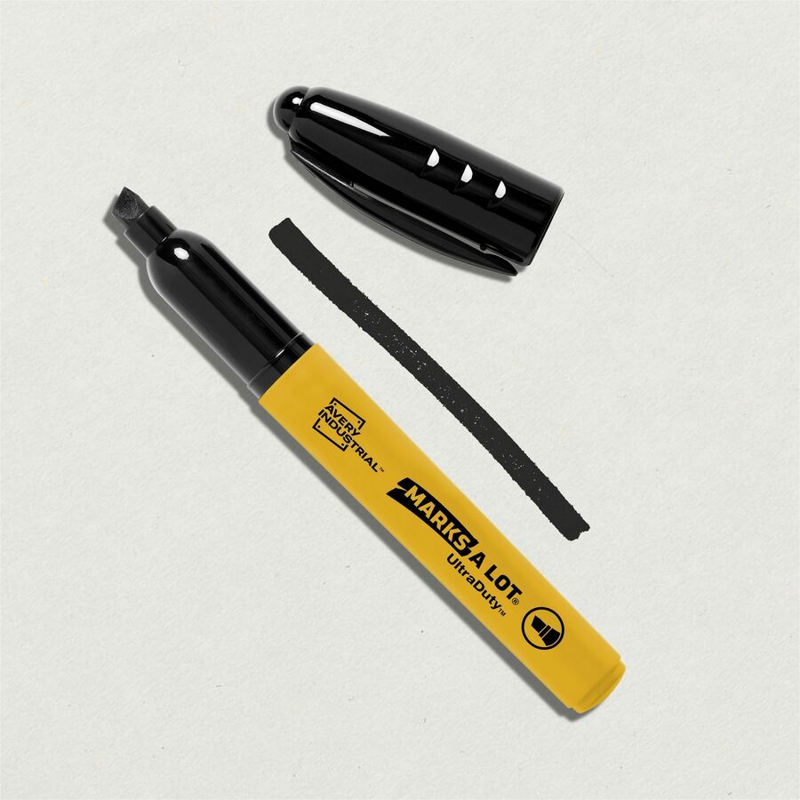 MARKS A LOT UltraDuty Permanent Markers, Medium Chisel Tip, Black, 12/Box