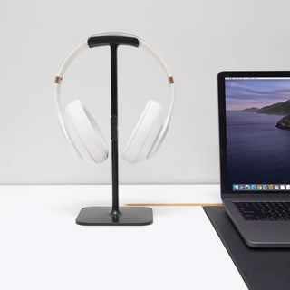 Bluelounge Posto 2.0 Headphone Stand - 10" Height x 4" Width - Desktop, Desk - Aircraft Aluminum, Plastic - Black - 2