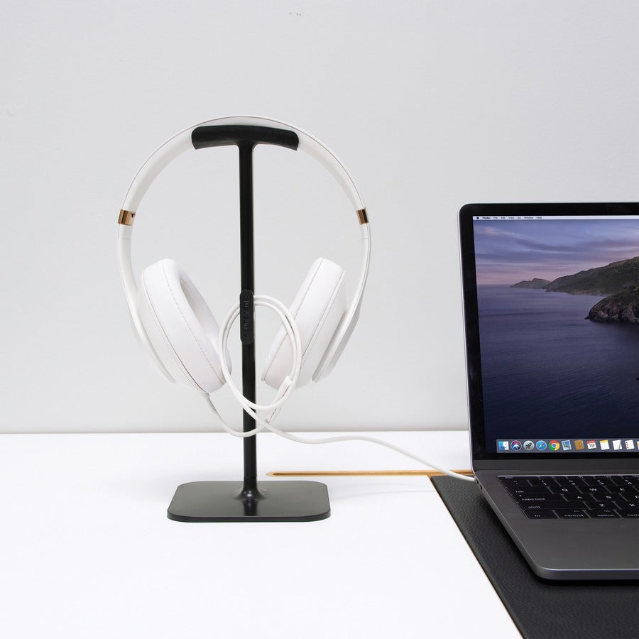 Bluelounge Posto 2.0 Headphone Stand - 10" Height x 4" Width - Desktop, Desk - Aircraft Aluminum, Plastic - Black - 3