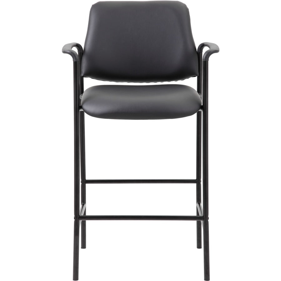 Boss Square Back Stool - Black Vinyl Seat - Black Back - Black Frame - Armrest - 1 Each