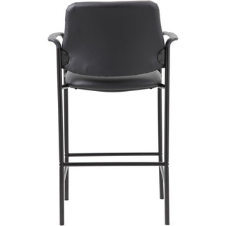 Boss Square Back Stool - Black Vinyl Seat - Black Back - Black Frame - Armrest - 1 Each
