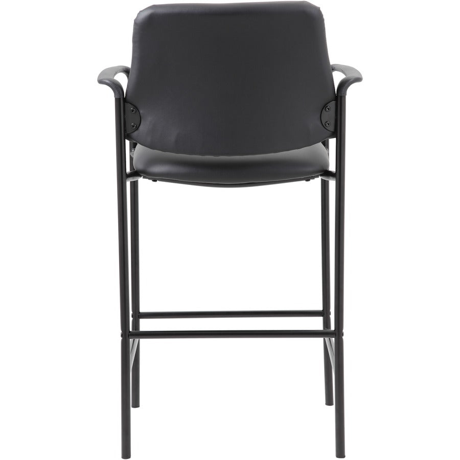 Boss Square Back Stool - Black Vinyl Seat - Black Back - Black Frame - Armrest - 1 Each