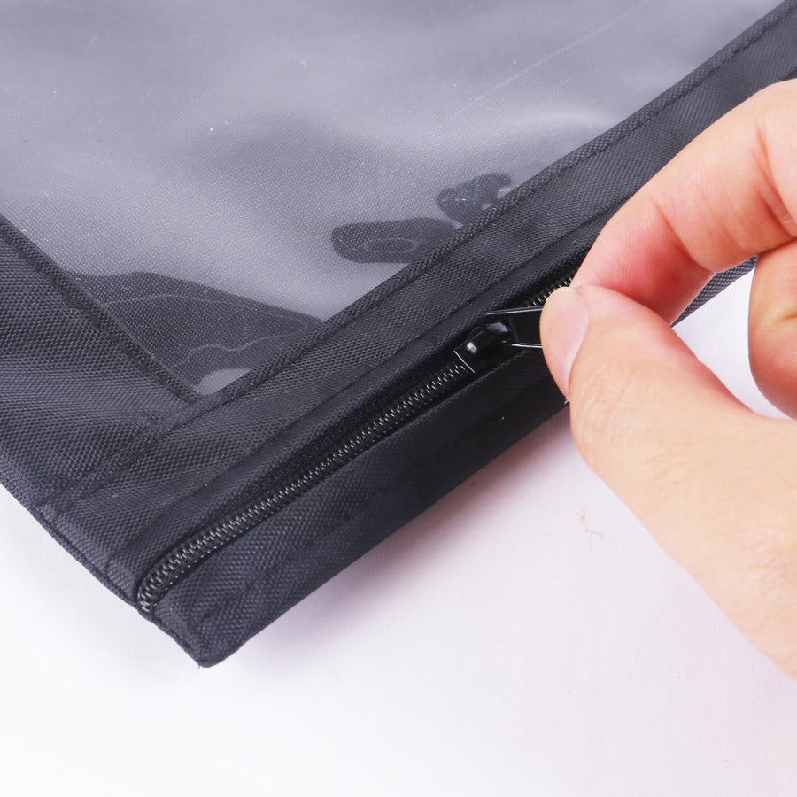 Business Source Binder Pencil Pouch - 10" Height x 7.4" Width - Black - 1 Each