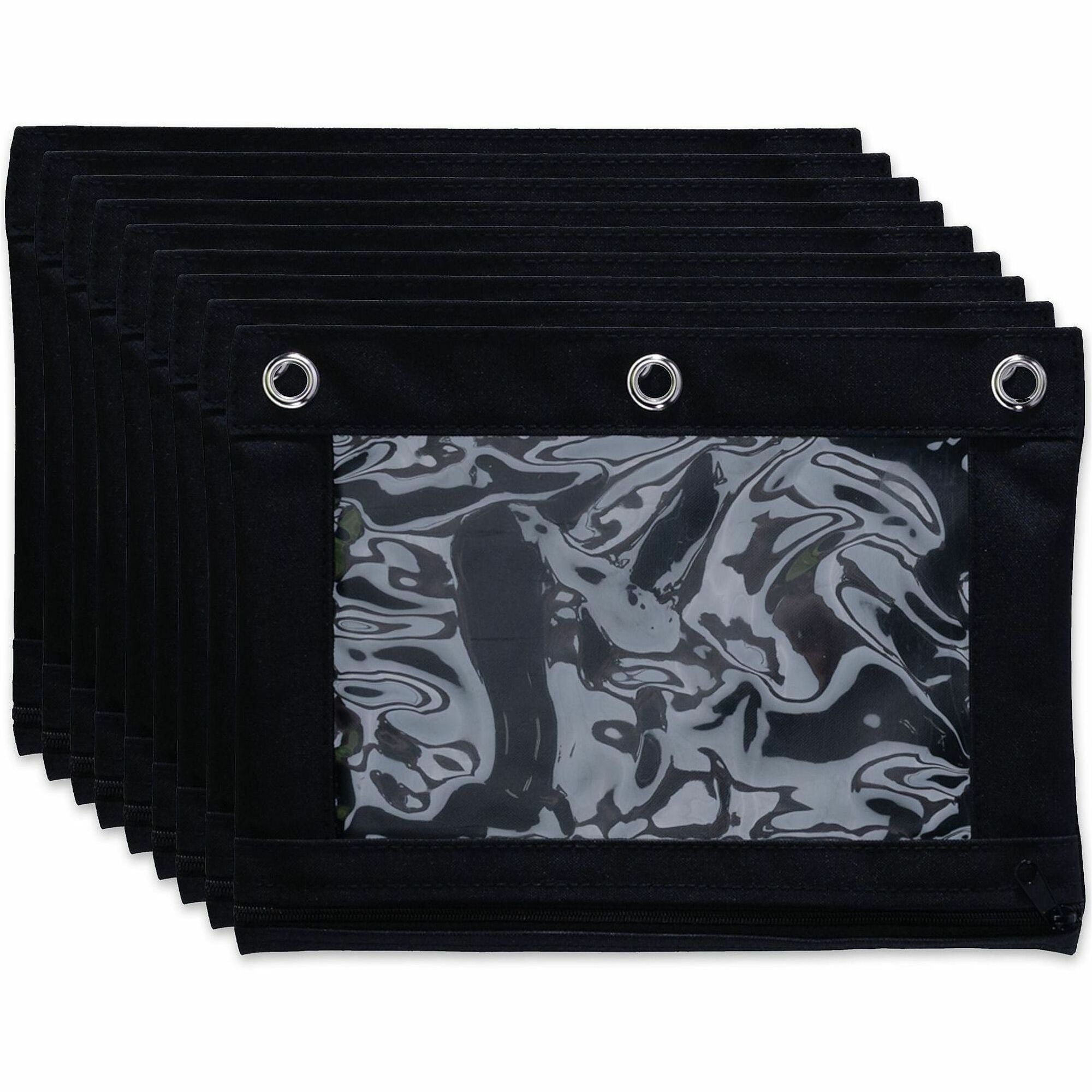 Business Source Binder Pencil Pouch - 10" Height x 7.4" Width - Black - 1 Each