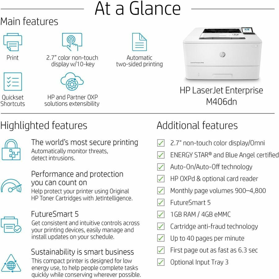 LaserJet Enterprise M406dn Laser Printer