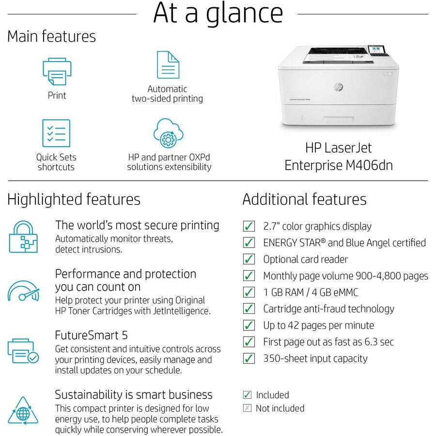 LaserJet Enterprise M406dn Laser Printer