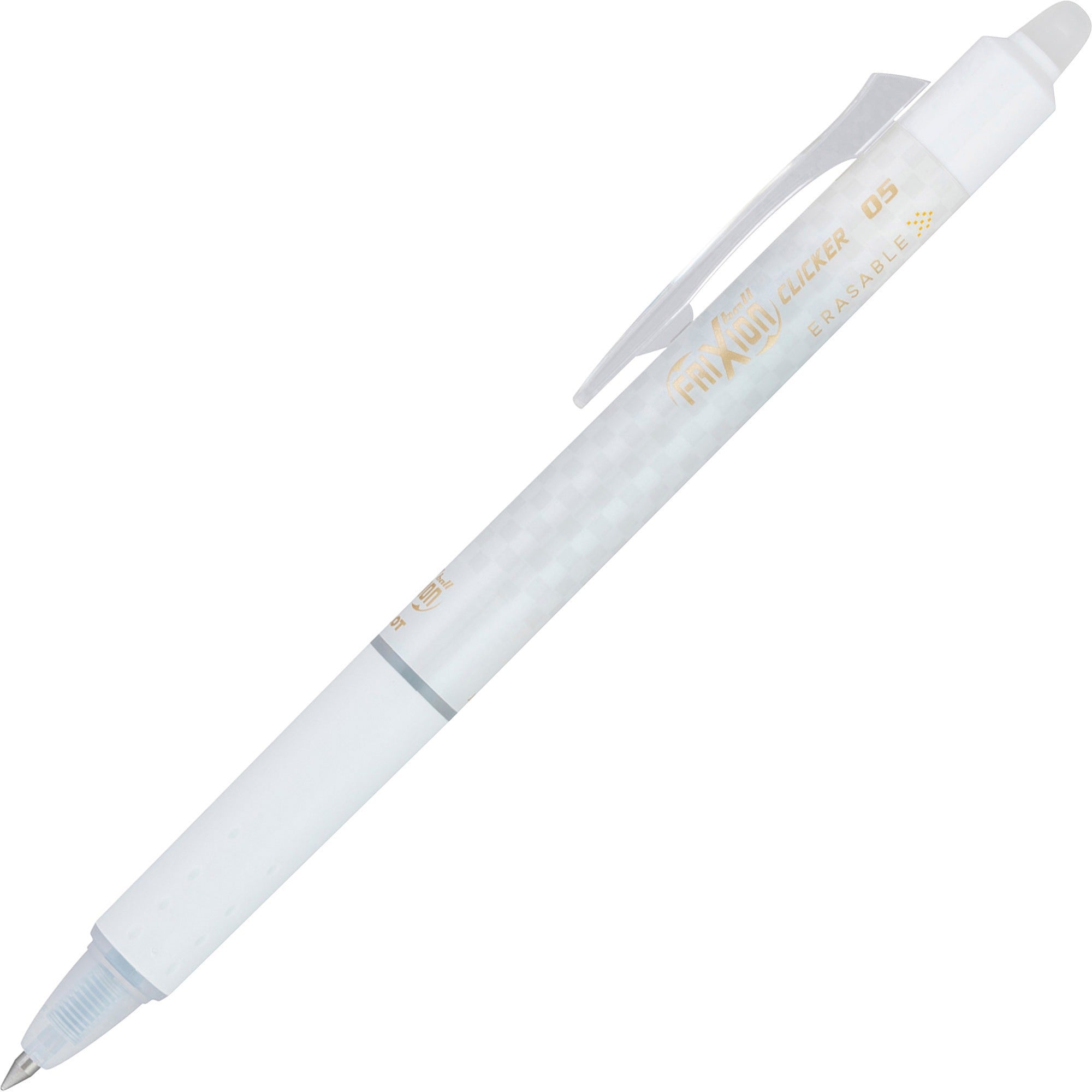 FriXion Clicker Design Erasable Gel Pen, Retractable, Extra-Fine 0.5 mm, Black Ink, White Barrel, Dozen