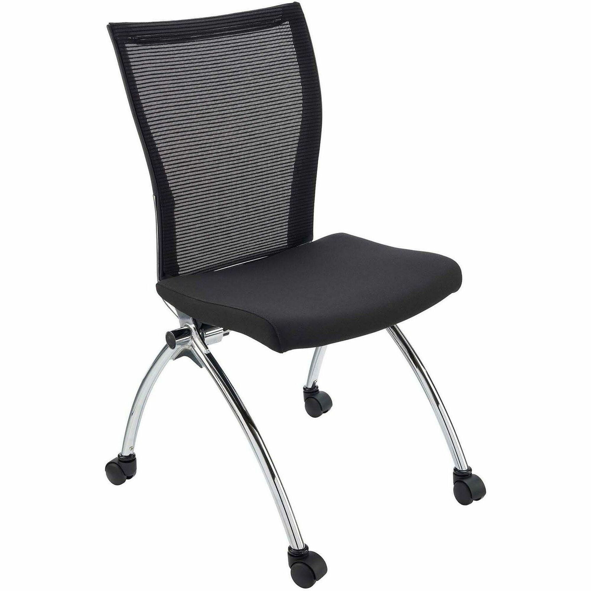 Safco Valore High Back Training Chair - Black Foam Seat - Black Back - Steel, Chrome Frame - High Back - Four-legged Base - 2 / Carton