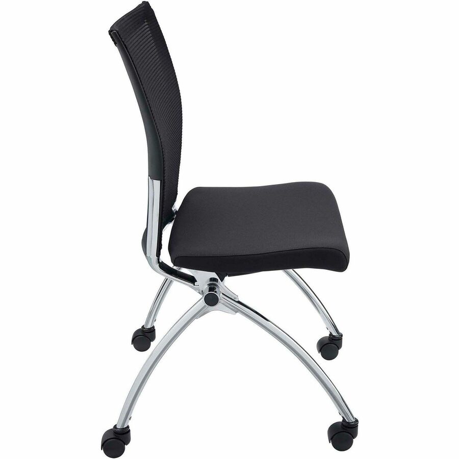 Safco Valore High Back Training Chair - Black Foam Seat - Black Back - Steel, Chrome Frame - High Back - Four-legged Base - 2 / Carton
