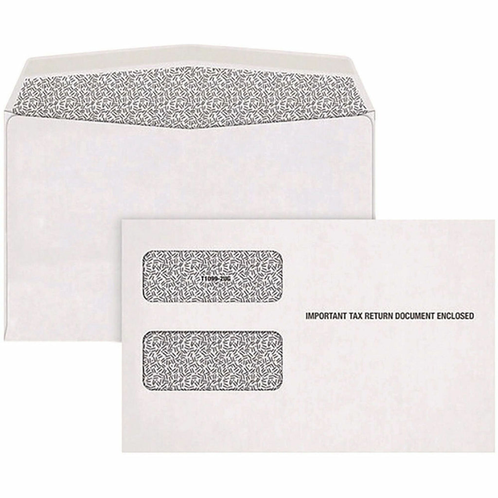 1099 Double Window Envelope, Commercial Flap, Gummed Closure, 5.63 x 9, White, 24/Pack
