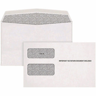 1099 Double Window Envelope, Commercial Flap, Gummed Closure, 5.63 x 9, White, 24/Pack