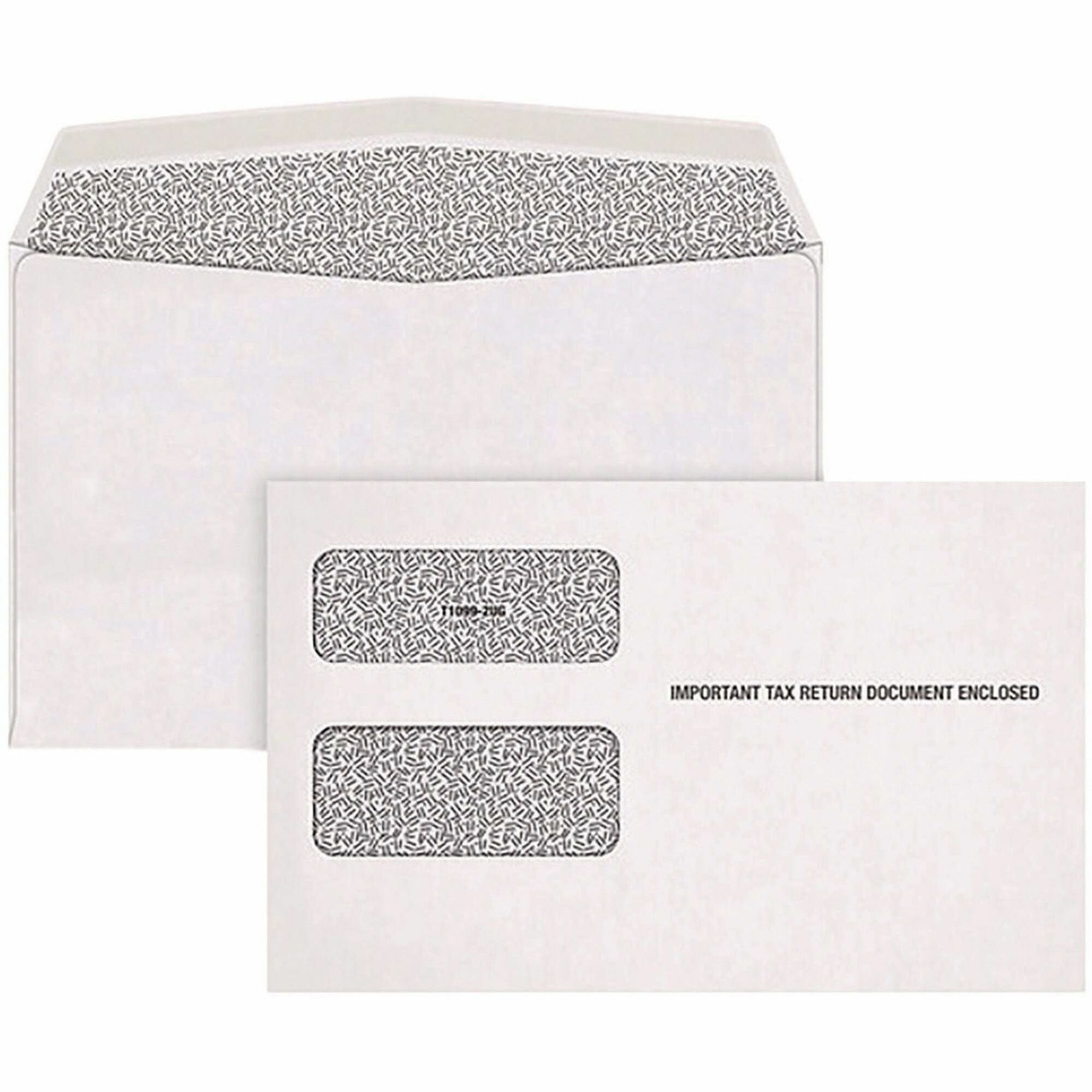 1099 Double Window Envelope, Commercial Flap, Gummed Closure, 5.63 x 9, White, 24/Pack
