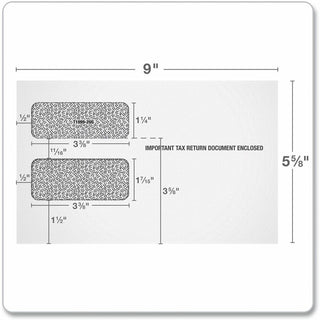 1099 Double Window Envelope, Commercial Flap, Gummed Closure, 5.63 x 9, White, 24/Pack