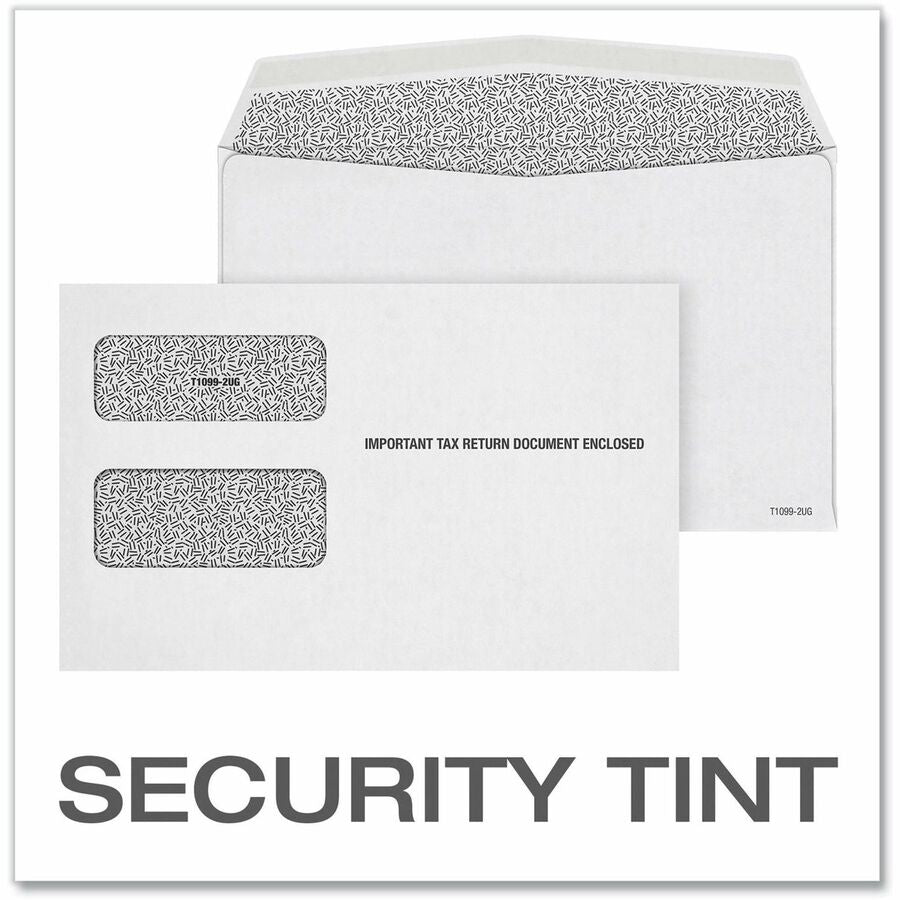 1099 Double Window Envelope, Commercial Flap, Gummed Closure, 5.63 x 9, White, 24/Pack
