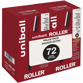 Roller Ball Pen, Stick, Extra-Fine 0.5 mm, Black Ink, Black Barrel, 72/Pack