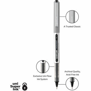 uniball Vision Rollerball Pen - Fine Pen Point - 0.7 mm Pen Point Size - Black - 5 / Pack