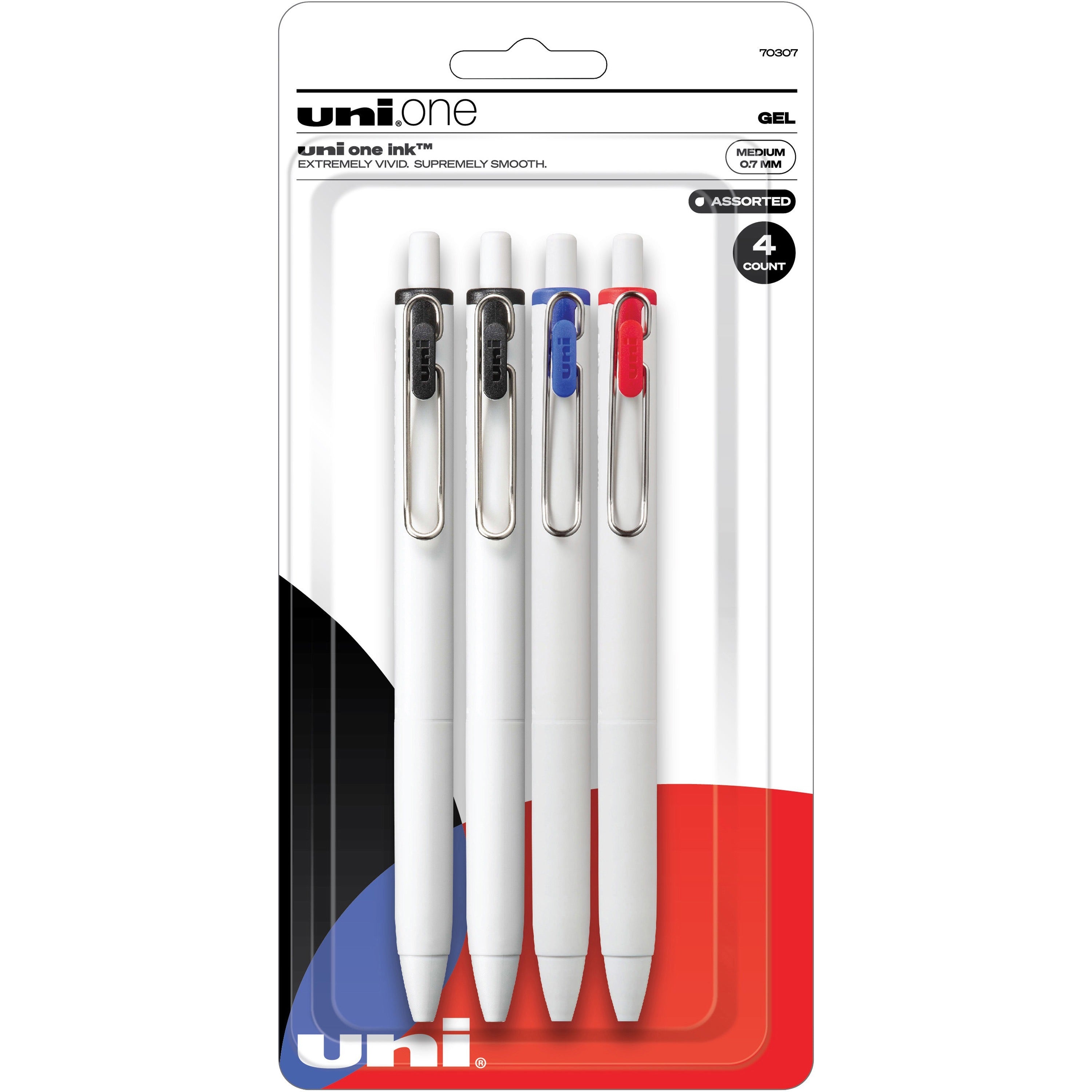 uni-one-gel-pen-medium-pen-point-07-mm-pen-point-size-multi-gel-based-ink-4-pack_ubc70307 - 1