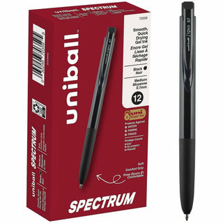 uni Spectrum Gel Pen - Medium Pen Point - 0.7 mm Pen Point Size - Black Gel-based Ink - 1 Dozen