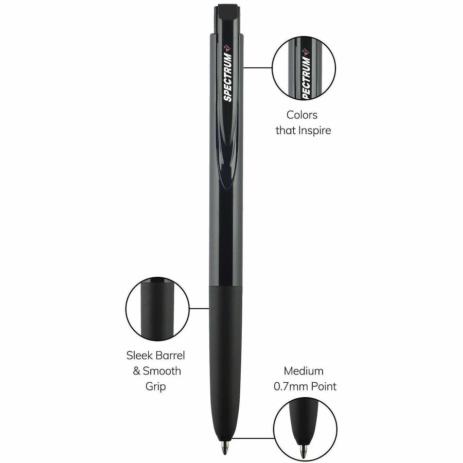 uni Spectrum Gel Pen - Medium Pen Point - 0.7 mm Pen Point Size - Black Gel-based Ink - 1 Dozen