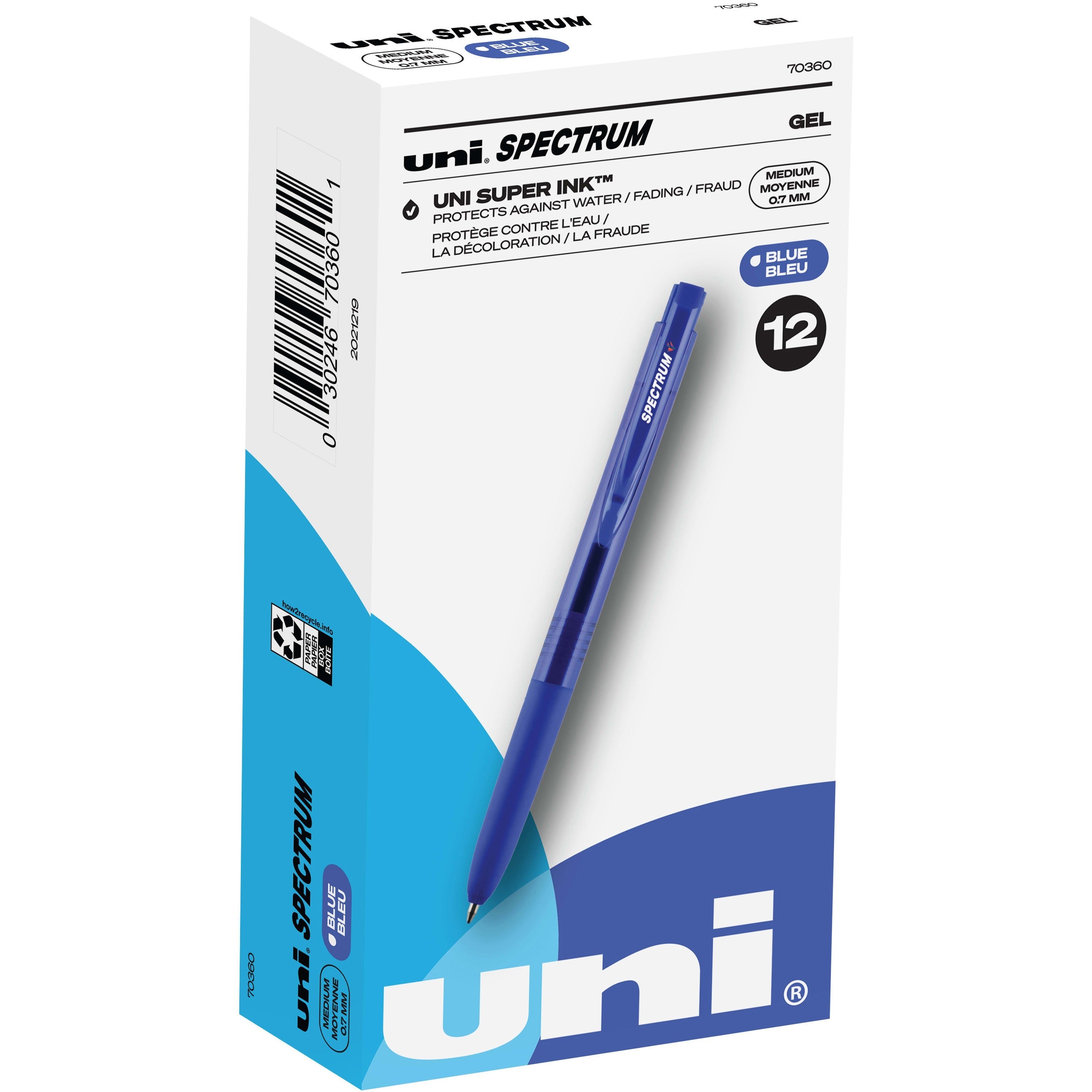 uni-spectrum-gel-pen-medium-pen-point-07-mm-pen-point-size-blue-gel-based-ink-1-dozen_ubc70360 - 1